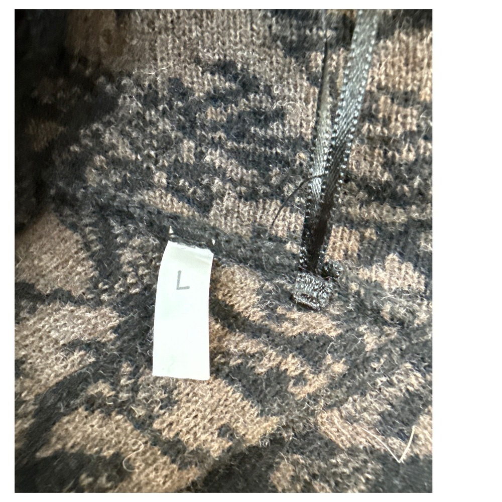 A.IDA Italy Wool Blend Full Zip Damask Cardigan Luxury Sweater Women Size L Aida - Picture 13 of 15